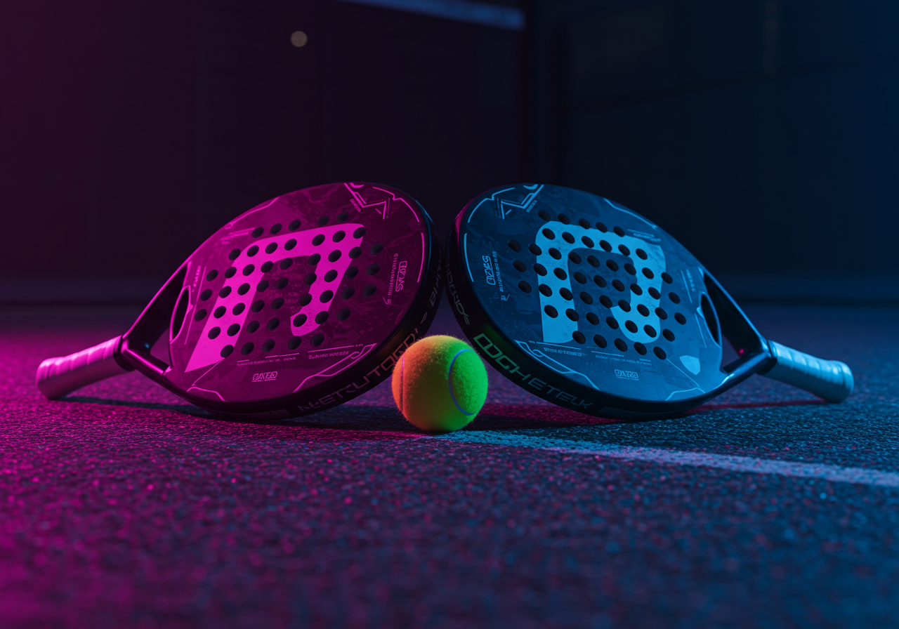 Padel players on a court